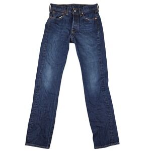 Levi's 501 Button Fly Dark Wash Straight Leg Denim Jeans Men's 30x34 *Measured